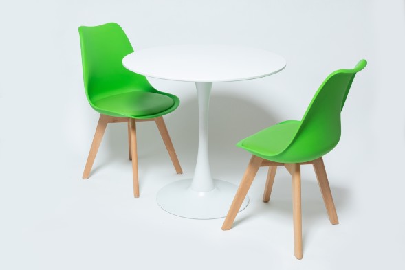 Стол Barneo T-3 Tulip style, MDF, H-75cm - круг диаметр 80см, RAL9003 белый, каркас RAL9003 белый