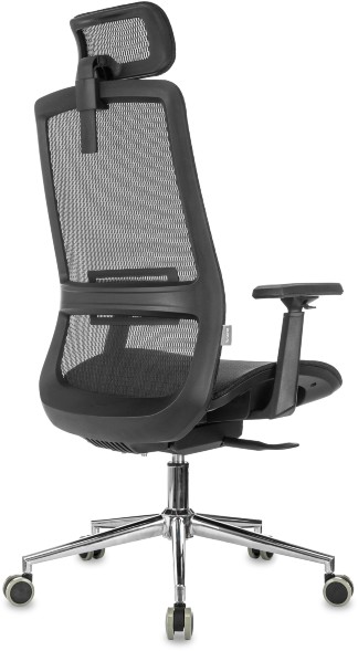 Кресло руководителя Бюрократ MC-912-H черный сетка с подголов. крестов. металл хром