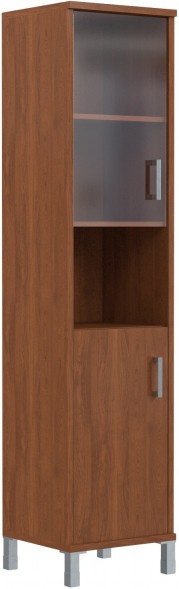 Шкаф-колонка высокая с малой стеклянной дверью и глухой B 431.10(L) Орех Гарда 475х450х2054